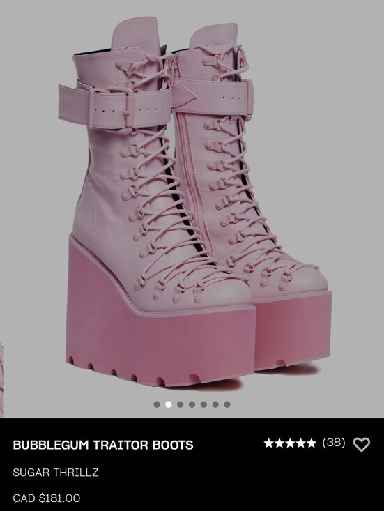 Sugar Thrillz Shoes - Sugar Thrillz Pale Pink Platform Lace-Up Boots